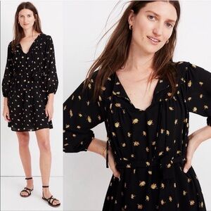 Madewell Black Dress with Gold Floral Pattern